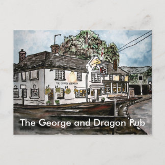 George och Dron pub restaurang England art, T... Vykort