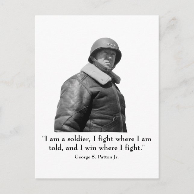 George Patton och Quote Vykort (Framsida)