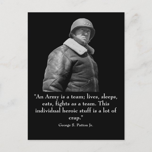 George Patton och Quote Vykort (Framsida)