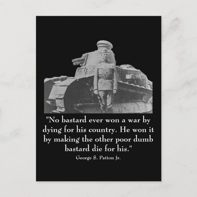 George Patton och Quote Vykort (Framsida)