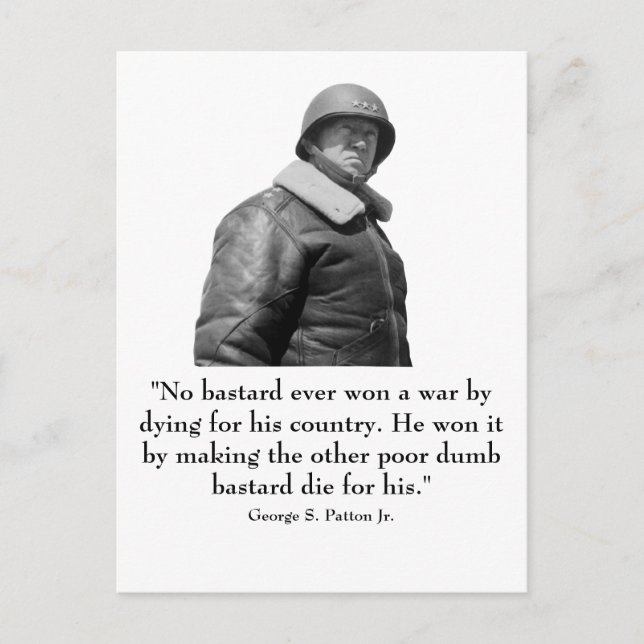 George Patton och Quote Vykort (Framsida)