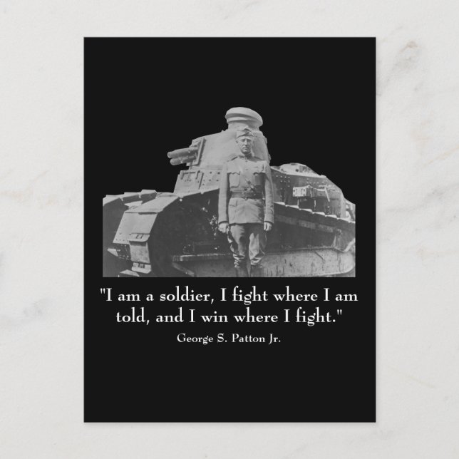 George Patton och Quote Vykort (Framsida)