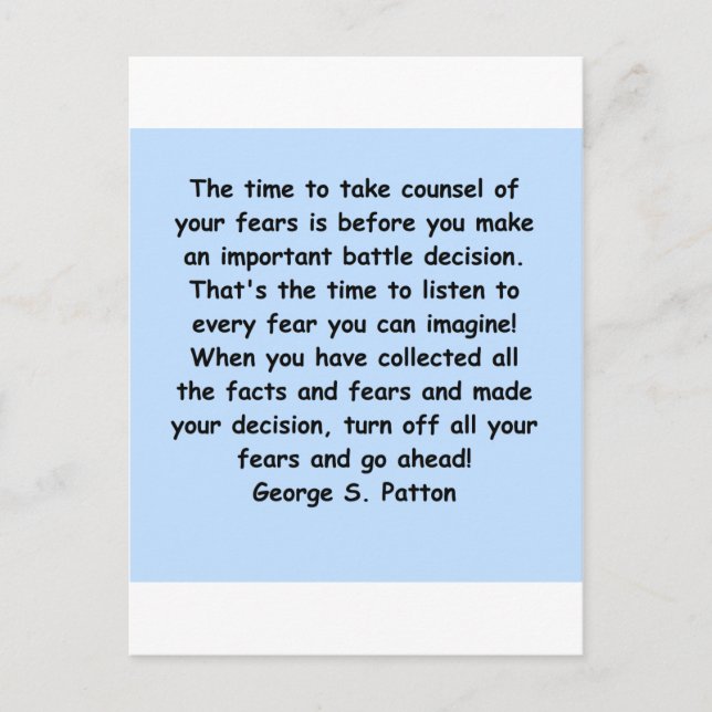 george s patton-citat vykort (Framsida)