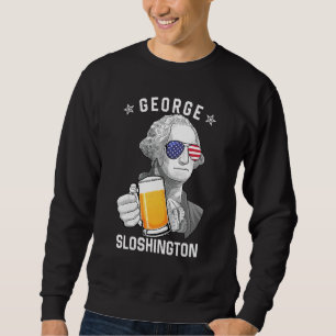 George Sloshington Washington Beer 4:e juli Ame Lång Ärmad Tröja
