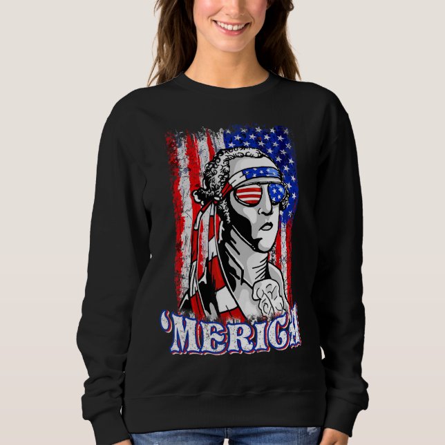 George Sloshington Washington Merica 4:e juli U T Shirt (Framsida)