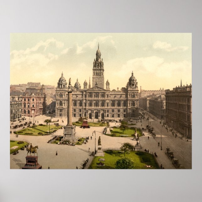 George Square, Glasgow, Scotland archival print Poster (Framsidan)