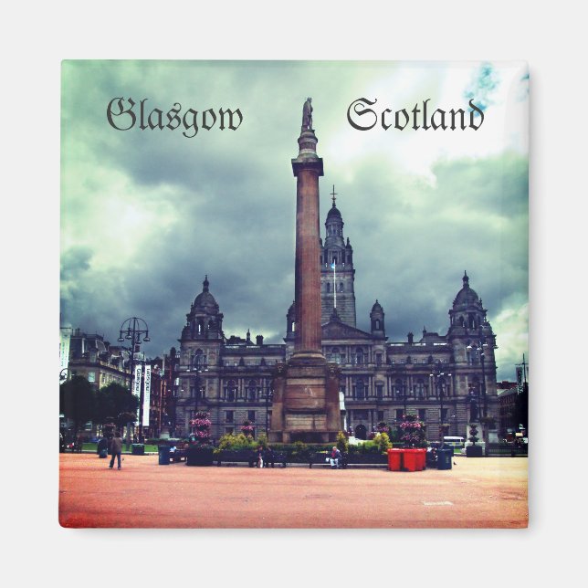 George Square, Glasgow, Skottland, kylmagnet Magnet (Framsidan)
