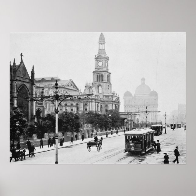 George St Sydney Australia c1898 Archival print Poster (Framsidan)