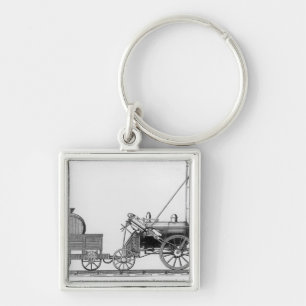 George Stephensons lokomotiv, "raket", 1829 Fyrkantig Silverfärgad Nyckelring