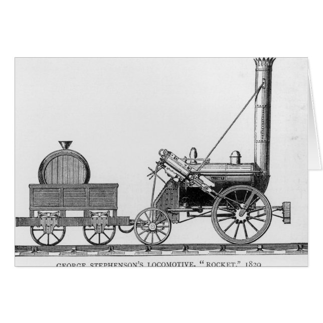 George Stephensons lokomotiv, "raket", 1829 Hälsningskort (Framsidan Horizontal)