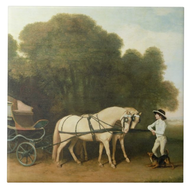 George Stubbs | en Phaeton med en para av kräm- Kakelplatta (Framsidan)