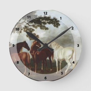 George Stubbs-Mares och föl i en flod landskap Rund Klocka