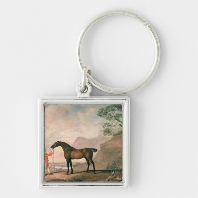 George Stubbs | Scapeflood Fyrkantig Silverfärgad Nyckelring (Framsidan)