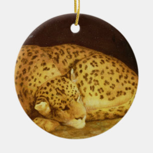 George Stubbs   sova Leopard, 1777 (emalj på Julgransprydnad Keramik