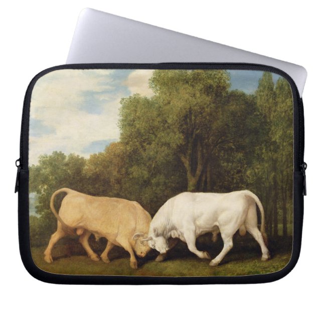 George Stubbs | tjurar som slåss, 1786 (olja på Laptop Sleeve (Framsidan)