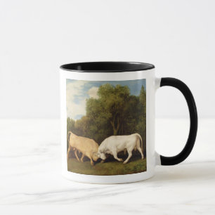 George Stubbs tjurar som slåss, 1786 (olja på Mugg