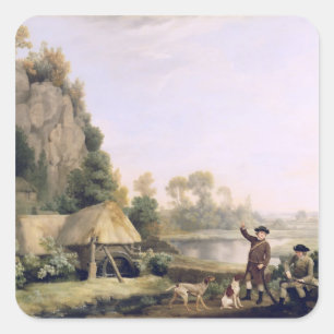 George Stubbs två gentlemän som går ett skytt Fyrkantigt Klistermärke
