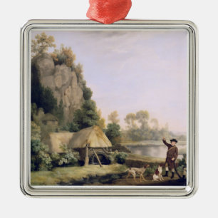 George Stubbs två gentlemän som går ett skytt Julgransprydnad Metall
