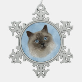 George the ragdoll snöflinga pewter julgransprydnad