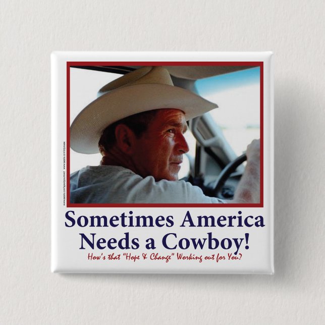 George W Bush i Cowboy Hat Knapp (Framsida)