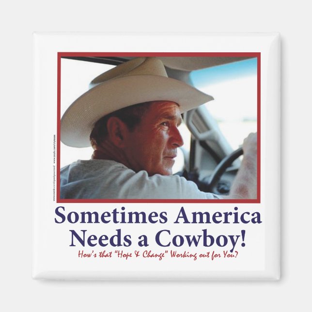 George W Bush i Cowboy Hat Magnet (Framsidan)