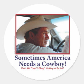 George W Bush i Cowboy Hat Runt Klistermärke