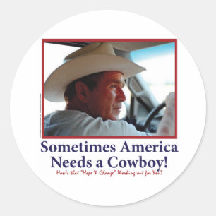 George W Bush i Cowboy Hat Runt Klistermärke