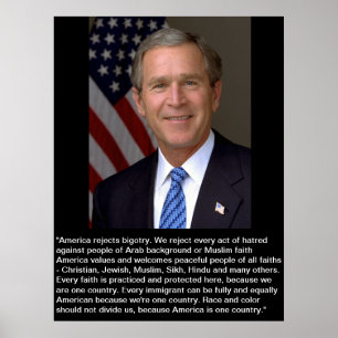 George W. Bush med citat om bigotry Poster