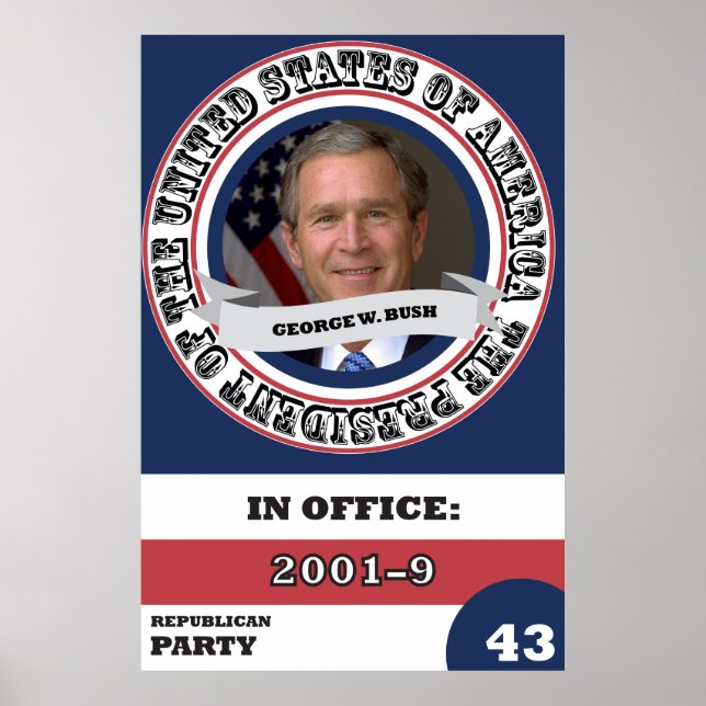 George W. Bush Presidentens historia Retro Poster (Framsidan)