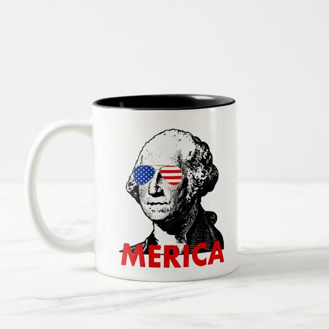 george wash ington merica Två-Tonad mugg (Vänster)