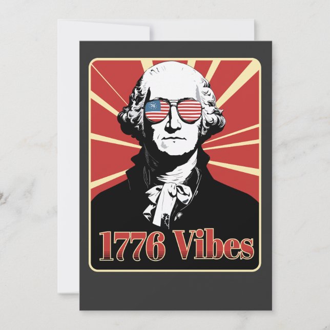 George Washington 1776 Vibes Patriotiska Solglasög Inbjudningar (Framsida)
