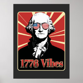 George Washington 1776 Vibes Patriotiska Solglasög Poster