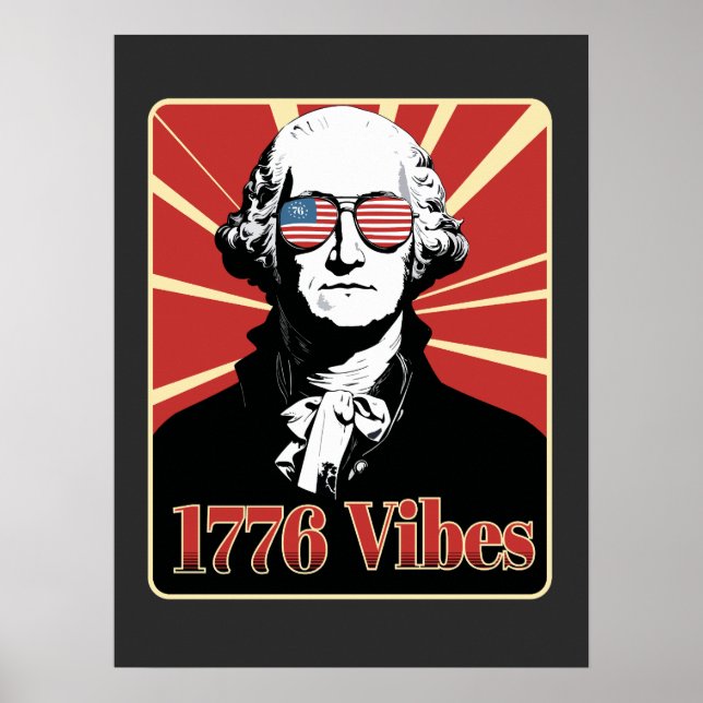 George Washington 1776 Vibes Patriotiska Solglasög Poster (Framsidan)