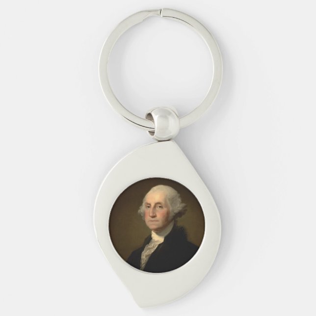 George Washington 1st American President av Stuart Swirl Silverfärgad Nyckelring (Framsidan)