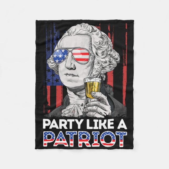 George Washington 4 juli fest som en patriot Fleecefilt (Framsidan)