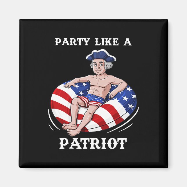 George Washington 4 juli USA Patriot Rolig  Magnet (Framsidan)