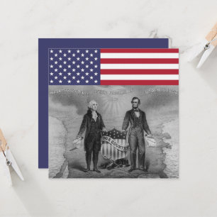 George Washington Abraham Lincoln American Flagga Kort