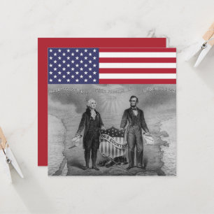 George Washington Abraham Lincoln American Flagga Kort