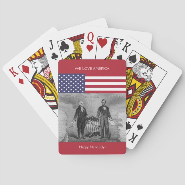 George Washington Abraham Lincoln American Flagga  Spel Kort (Baksidan)