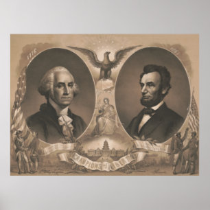 George Washington Abraham Lincoln Eagle US-Vintage Poster