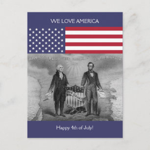 George Washington Abraham Lincoln Patriotic USA Vykort