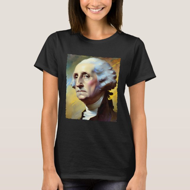 George Washington Art Painting 4th of July USA T Shirt (Framsida)