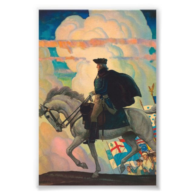 George Washington av Newell Convers Wyeth Fototryck (Framsidan)