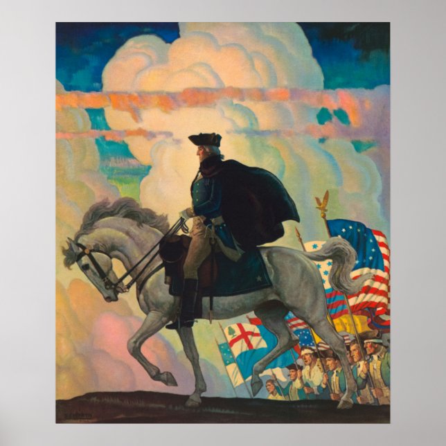 George Washington av Newell Convers Wyeth Poster (Framsidan)