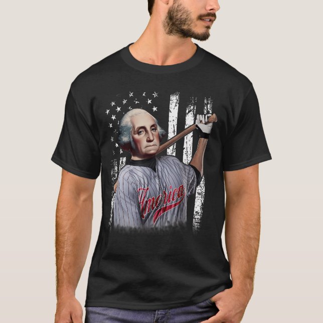 George Washington Basebollspelare 4:e Juli T Shirt (Framsida)