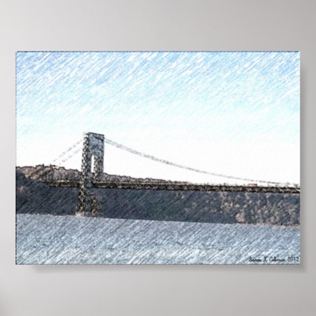 GEORGE WASHINGTON BRIDGE OCH HUDSON RIVER VIEW POSTER (Framsidan)