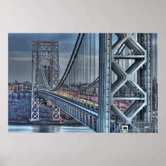George Washington Bridge och Red Lighthouse NYC Poster
