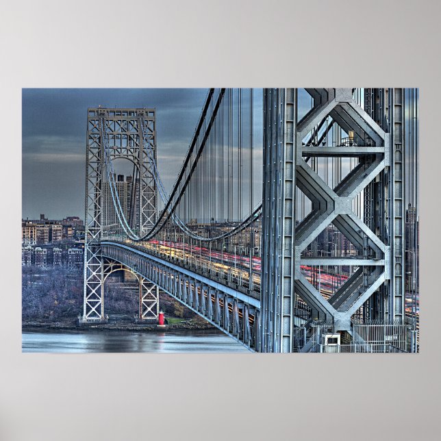 George Washington Bridge och Red Lighthouse NYC Poster (Framsidan)