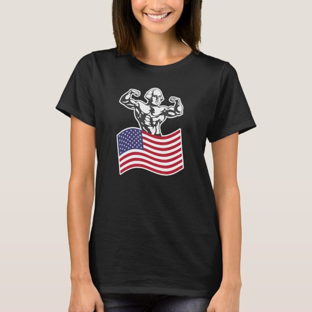 George Washington Buff American Flagga T Shirt (Framsida)