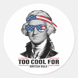 George Washington Coola för brittisk artikel 4 jul Runt Klistermärke